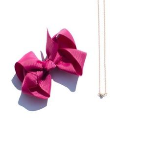 EJDxMilledeux // Fuschia Bow + Pearl Necklace